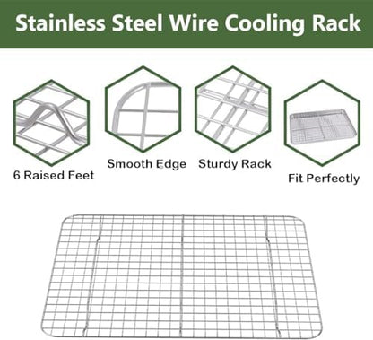 Baking Sheet with Cooling Wire Rack Set, Stainless Steel 2 Pans + 2 Racks - Image 6