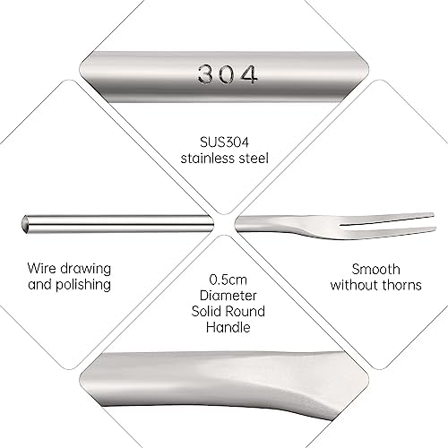 4-Pack 8.7" Stainless Steel 2-Tine Pickle Forks – Long Handle Cocktail - Image 3