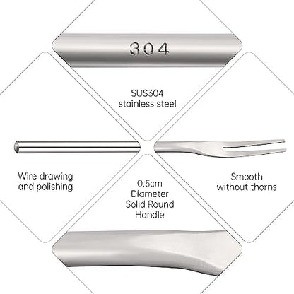 4-Pack 8.7" Stainless Steel 2-Tine Pickle Forks – Long Handle Cocktail - Image 3