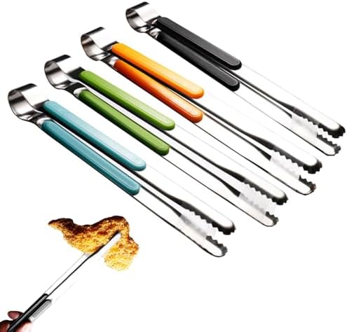 4 Pack 10 Inch Stainless Steel Kitchen Tongs, Colorful Handle Food Tongs by Pilarmuture