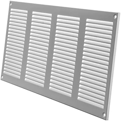 Repa Market Air Vent Cover 16x8 Inch (Outer Dimensions) White Galvanized Steel Louvered Grill Cover with Mesh Screen/Wall or Ceiling Vent/HVAC Register for Indoor and Outdoor Ventilation