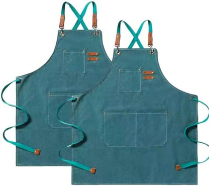 Aprons For Women Men With Pockets 2 Pcs, Kitchen Waterproof Hair Stylist Linen by USCHAILIQIANGWelcomeYou