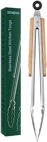Beneno 12-Inch Heavy Duty Stainless Steel Kitchen Tongs by Beneno