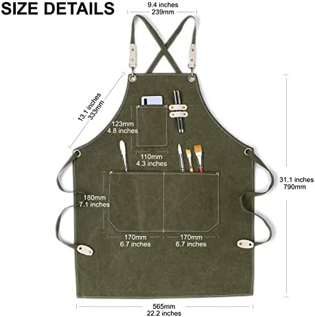 Hongsome Cotton Canvas Cross Back Apron - Image 3