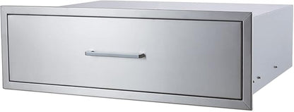 Outdoor Kitchen Single Drawer Stainless Steel BBQ Enlarger -30" W x 10" H x 23" D Enclosed Built-in Drawer Flush Mount for Outdoor Kitchens & BBQ Islands