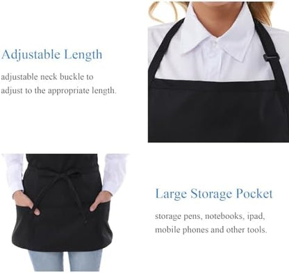 Chef Aprons for Women with 3 Pockets, Kitchen Work Apron for Cooking, Cotton - Image 5
