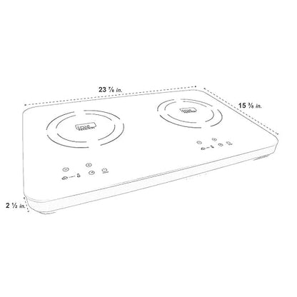 TI-2C 23 inch Portable Dual Induction Glass-Ceramic Cooktop, 1750W, UL1026 Certified