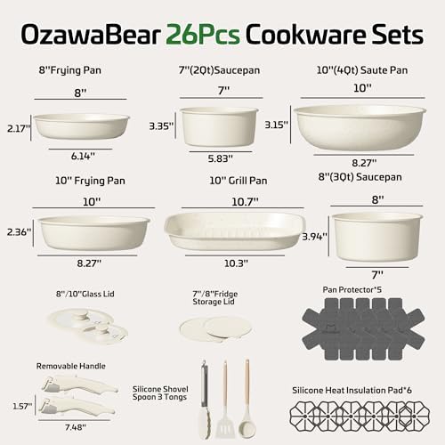 26 Pcs Pots and Pans Set Non Stick, Detachable Handle Cookware - Image 2