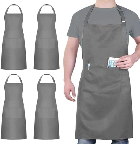 4 Packs Waterproof Cooking Chef Bib Aprons by loteaf