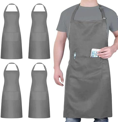 4 Packs Waterproof Cooking Chef Bib Aprons by loteaf