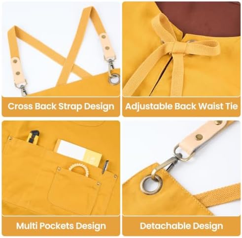Double Sided Cross Back Chef Apron - Image 4