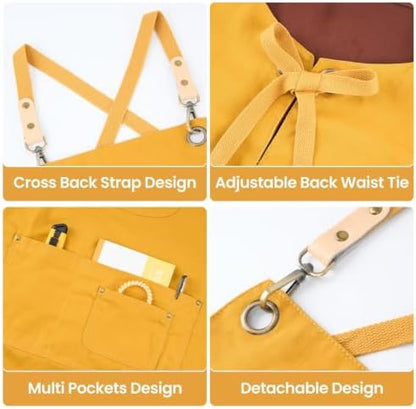 Double Sided Cross Back Chef Apron - Image 4