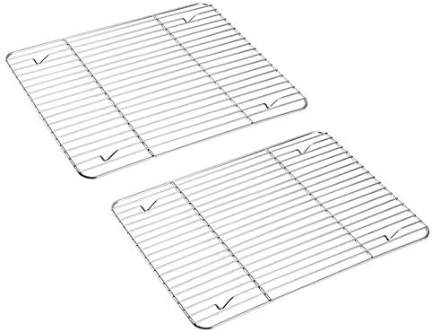 E-far Baking Cooling Rack Set of 2, Stainless Steel Metal Roasting Cooking Racks by E-far