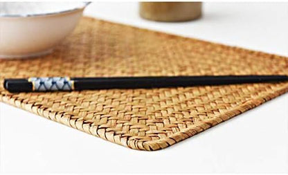 10 Pack Rectangular Woven Placemats, Rattan Wicker Table Mats, 17" x 12", Natural Seagrass Place Mats for Dining Table