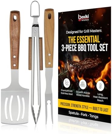 Professional Acacia Wood BBQ Tool Set by Boxikikitchen
