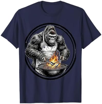 Gorilla Grill Master Apron BBQ Illustration T-Shirt by Mademark