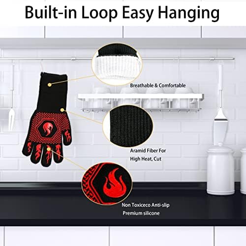 BBQ Gloves 1472F Heat Resistant Non-Slip Silicone 13.8in - Image 3