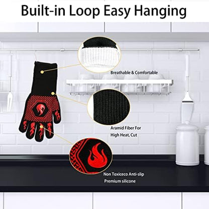 BBQ Gloves 1472F Heat Resistant Non-Slip Silicone 13.8in - Image 3