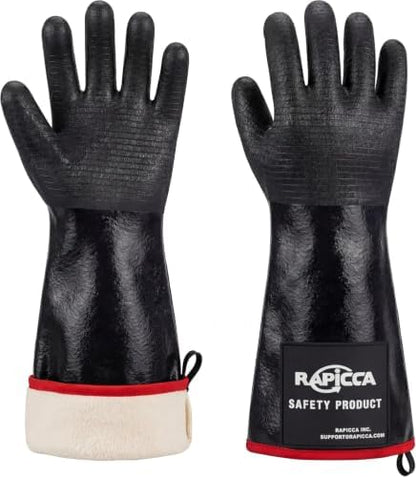 RAPICCA BBQ Grill Gloves, 932°F Heat Resistant Neoprene, 14 in M by RAPICCA