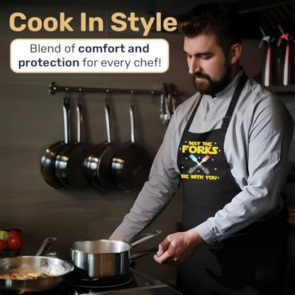 May The Forks Be with You Apron, Space Themed Grilling Aprons - Image 6