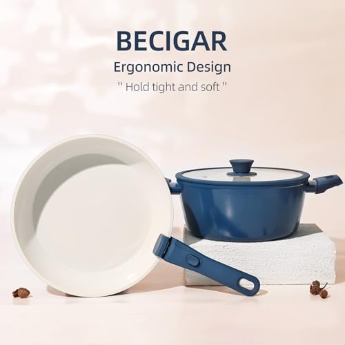 BECIGAR 23pcs Ceramic Pots and Pans Set, Nonstick Detachable Handle Cookware - Image 4