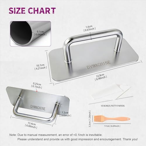 Stainless Steel Burger Press, 9 Inch Smash Burger Press, 2.5mm Non-Stick Smooth - Image 3