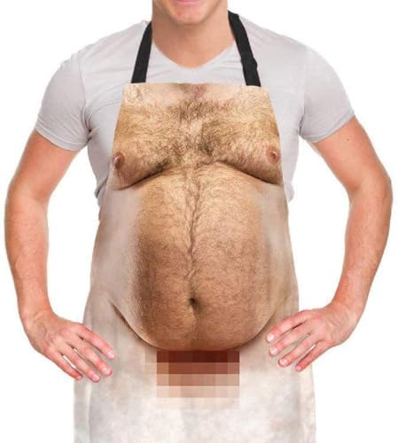 Funny Men Cooking Grilling Aprons Belly BBQ Funny Gag Gifts by A+AIFAMY