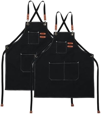 Aprons For Women Men With Pockets 2 Pcs, Kitchen Waterproof Hair Stylist Linen by USCHAILIQIANGWelcomeYou