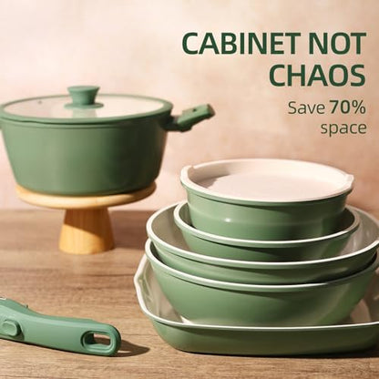 BECIGAR 23pcs Ceramic Pots and Pans Set, Nonstick Detachable Handle Cookware - Image 3