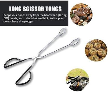 Stainless Steel Barbecue Tongs, 40cm Extra Long Scissor Food Tongs - Image 3