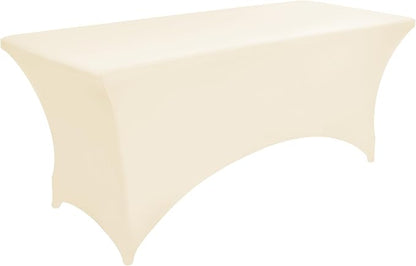 2-Pack 6ft Spandex Table Covers for Rectangle Standard Folding Tables - Wrinkle Resistant Stretch Tablecloths - Ultimate Fitted Table Protector for Parties, Trade Shows, Banquet
