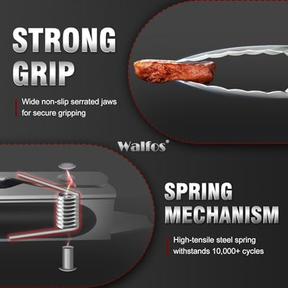 Walfos 17 Inch Extra Long Grill Tongs, Ultimate Stainless Steel BBQ Tongs - Image 5