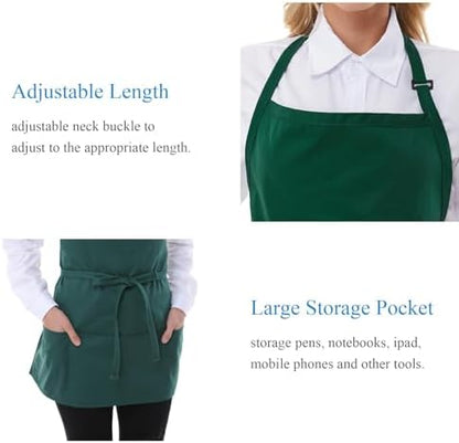 Chef Aprons for Women with 3 Pockets, Kitchen Work Apron for Cooking, Cotton - Image 4