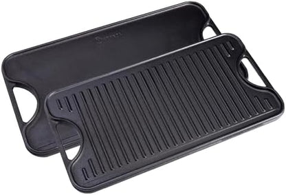 Victoria Rectangular Cast Iron Griddle. Double Burner Griddle, Reversible by VictoriaCastIron