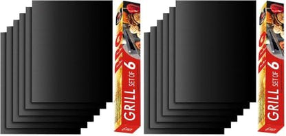 Grill Mat Set of 6+6-100% Non-Stick Reusable Mats by Renook