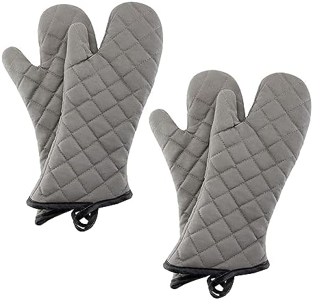 ARCLIBER Gray 16" Quilted Terry Oven Mitts 2 Pairs Heat Resistant by ARCLIBER