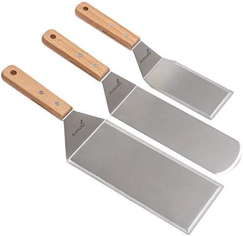 Metal Spatula Set Stainless Steel Hamburger Turner Griddle Flipper Scraper by Anmarko