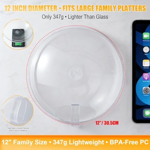12" Clear Microwave Splatter Cover Integrated Handle BPA Free - Image 2
