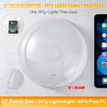 12" Clear Microwave Splatter Cover Integrated Handle BPA Free - Image 2