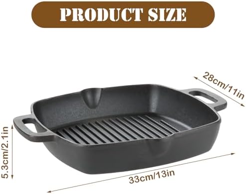 Cast Iron Grill Pan, 11 Inch Griddle Pan - Image 2
