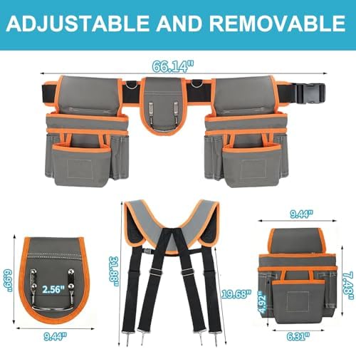Tool Belt，Tool Belts for Men，Electrician/Carpenter Tool Belt Suspenders，Comes - Image 2