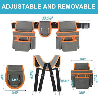 Tool Belt，Tool Belts for Men，Electrician/Carpenter Tool Belt Suspenders，Comes - Image 2