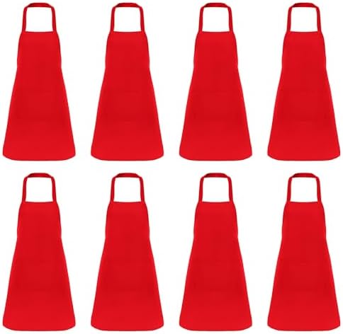 Fengek 8 Pcs Bib Apron for Unisex Colorful Kitchen Apron Bulk by Fengek