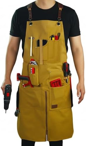 Woodworking Apron, Tool Apron, Adjustable Zipper, Metal Ring, Tape Measure Clip by Stenffy
