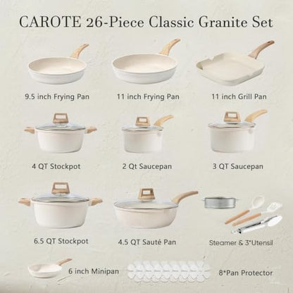 CAROTE 26pcs Pots and Pans Set, Nonstick Cookware Sets, - Image 2