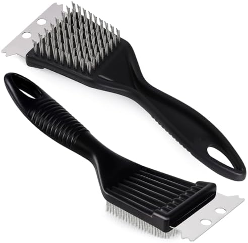 2 Pcs Grill Brush and Scraper, Barbecue Grill Cleaning Brush Stainless Steel by KINYFY