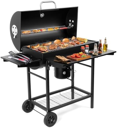 Charcoal BBQ Grills Outdoor: Spacious Barrel Barbecue Grill by Sunlifer