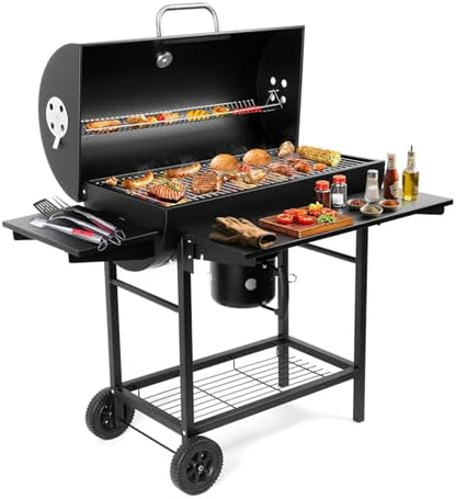 Charcoal BBQ Grills Outdoor: Spacious Barrel Barbecue Grill by Sunlifer
