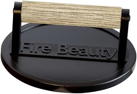 Fire Beauty 6.5" Pre-Seasoned Cast Iron Smash Burger Press by FireBeauty