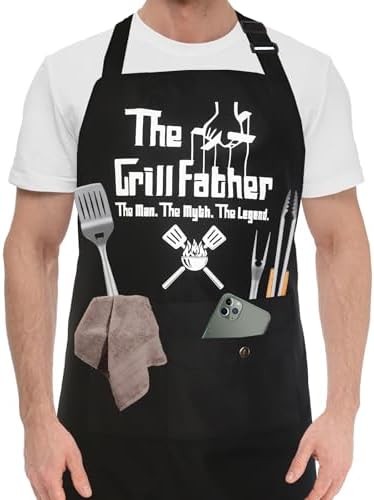 Funny Chef Apron for Men, BBQ Dad Aprons for men by Ougher